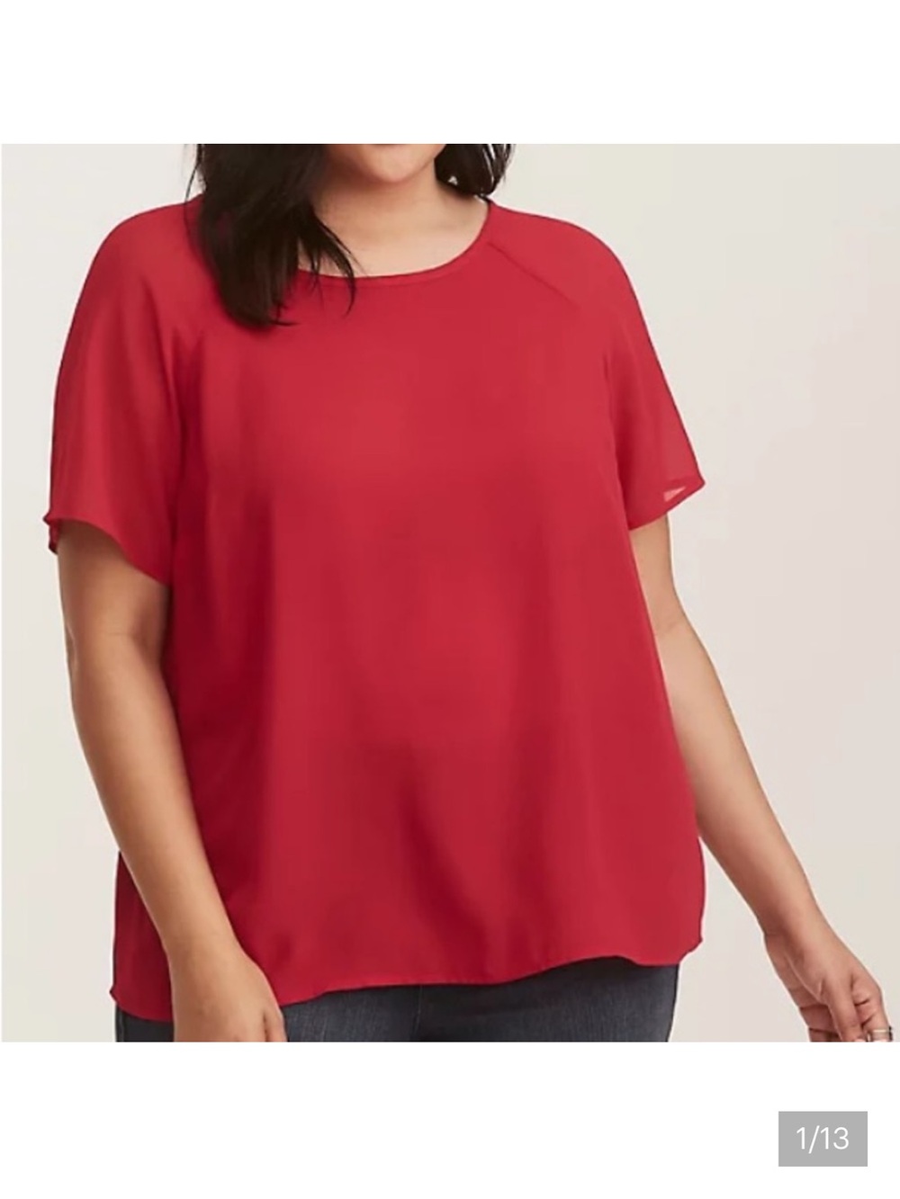 Torrid Georgette Raglan red short sleeve top 2X